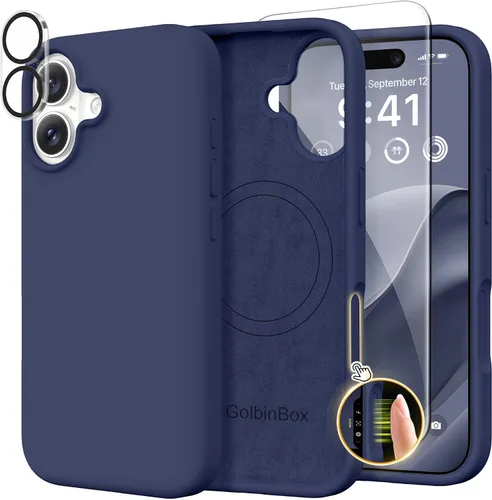 Miniatura 133 de GolbinBox Funda magnética para iPhone 17, compatible con MagSafe, cubierta de silicona integrada para control de cámara, funda de silicona líquida a