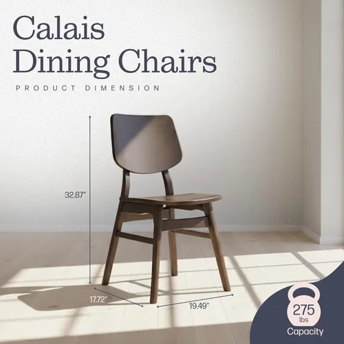 Miniatura 16 de Alaterre Furniture Calais Dining - Juego de 2 sillas de comedor moderno de mediados de siglo, juego de sillas de madera maciza con diseño