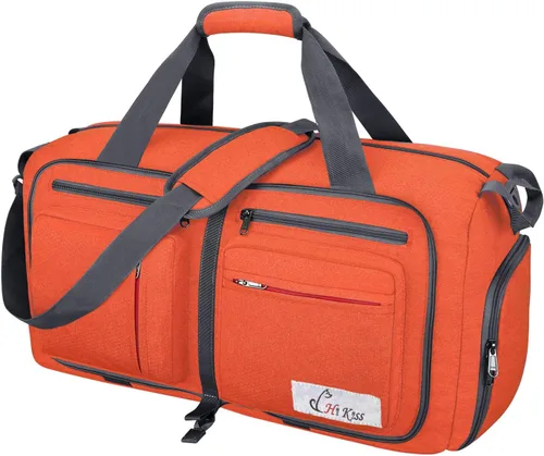 Miniatura 6 de Hi Kiss - Bolsa de viaje de tela de lana gruesa de 55 litros, bolsa dominguera plegable con compartimento para zapatos, para hombre y mujer