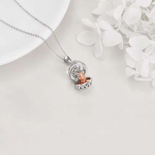 Miniatura 5 de AXELUNA Fox Necklace Sterling Silver Easter Egg Necklace Fox Pendant Animal Jewelry Gifts for Women Girls Birthday Graduation Gift