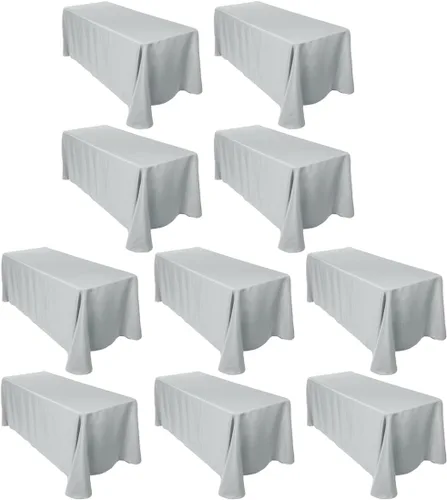 Miniatura 5 de LTC LINENS - Paquete de 2 manteles rectangulares de poliéster, de 60 x 102 pulgadas y 6 pies, color azul bebé, con caída parcial, resistentes a