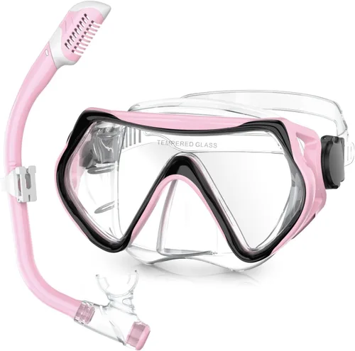 Miniatura 14 de Kids Snorkel Set Dry Top Snorkeling Gear for Kids Youth Boys Girls Junior Age 5-15,Tempered Glass Swimming Diving Mask and Snorkel Set 180 Degree
