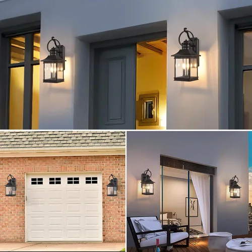 Miniatura 7 de Lámpara de pared moderna para exteriores, lámpara de pared para exteriores, apliques de pared negros para exteriores, luz de porche de vidrio