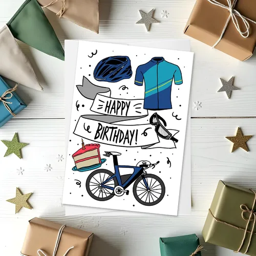 Miniatura 4 de Feliz cumpleaños ciclista al aire libre - Hombre