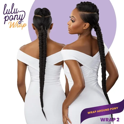 Miniatura 4 de Sensationnel Lulu Pony Wrap Hairextensions- 2 colas de caballo yaki sintéticas de alto calor o hasta la pieza de peluca de pelo (1 JETBLACK)