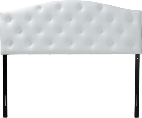 Venta al por mayor, cabecera tapizada imitación cuero para interiores Baxton Studio Myra moderna y contemporánea con botones., Cuero, Blanco