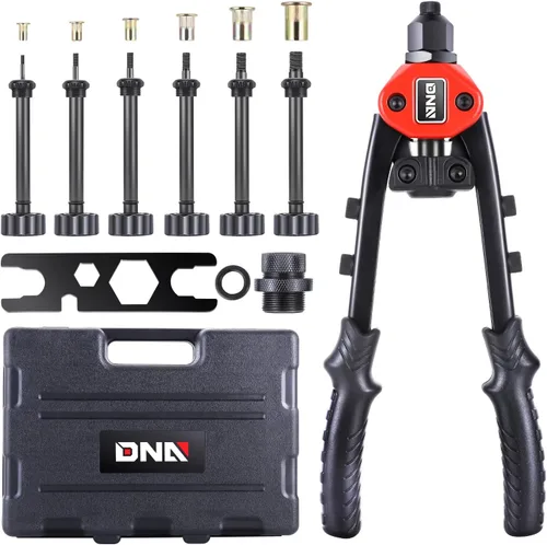 Miniatura 12 de DNA MOTORING TOOLS-00091 Remachadora manual con juego de herramientas de botella de colección, 1 x 12-1/2", resistente, extra larga
