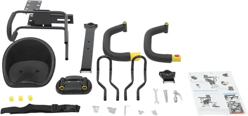 Miniatura 9 de Asiento de bicicleta para niños, soporte delantero para bicicleta de adulto, asiento de seguridad ajustable para niños con pedales de 3 posiciones