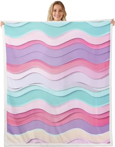 Miniatura 20 de Manta de franela arcoíris para todas las estaciones, colorida manta de cama con diseño de estrellas, luna y cielo para decoración de habitaciones