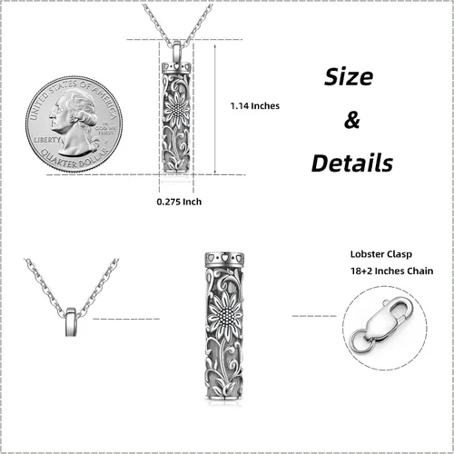 Miniatura 139 de Collar con colgante de urna de cenizas de cremación y árbol de la vida para mujer, plata de ley US1