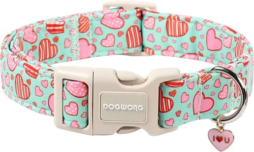 Miniatura 41 de DOGWONG Collar para perro de San Valentín, collar ajustable de algodón con corazón de caramelo azul, perfecto para perros pequeños a medianos