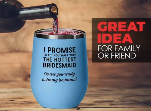 Vaso de vino de 12 onzas con texto en inglés "To Be My Best Man", propuesta de dama de honor, regalo de dama de honor, niña, niño, despedida de