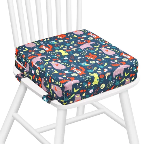 Miniatura 12 de Zicac Cojín de asiento elevador portátil para silla alta para viajes, comedor, almohadilla de asiento para niños pequeños, bebés, bebés, azul rosa