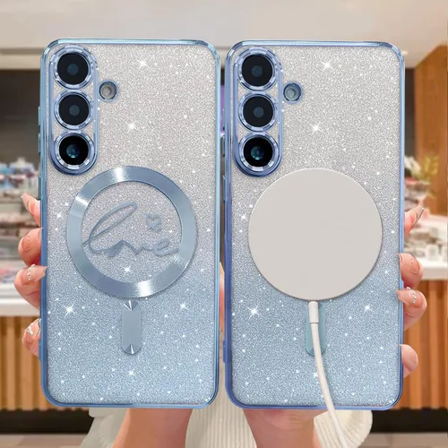 Miniatura 245 de ZONRW - Funda para Samsung Galaxy S22 Ultra magnética, para mujeres y niñas, cubierta trasera suave, lujosa, con corazón de amor, bling, degradado