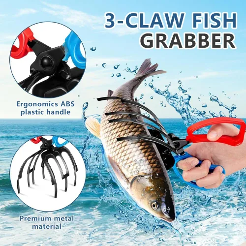 Miniatura 3 de FXOICMI Pinza de Pesca de 3 Garras, Alicates de Pesca de Metal, Herramienta de Agarre de Pesca Antideslizante, Pinzas de Pesca Multifuncionales