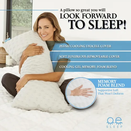 Miniatura 3 de Almohada de cama para personas que duermen de lado y de espalda, almohada refrescante curvada para aliviar el dolor de cuello y hombros, almohada