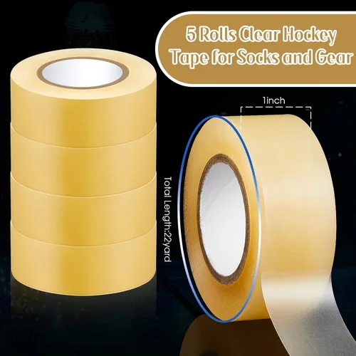 Miniatura 4 de Meooeck Clear Hockey Sock Tape Adhesive Shin Guard Stick Tape Roll for Gear Multipurpose Equipment Ice Skate Field Soccer Sports Gifts Accessories