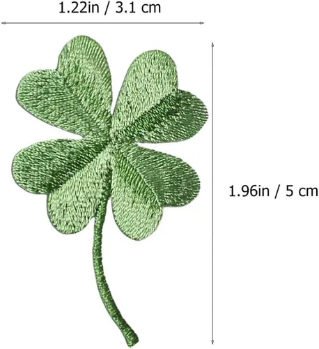 Miniatura 2 de EXCEART Tréboles bordados de cuatro hojas, parches para planchar, tréboles verdes, apliques de tréboles irlandeses para bricolaje, mochilas, jeans