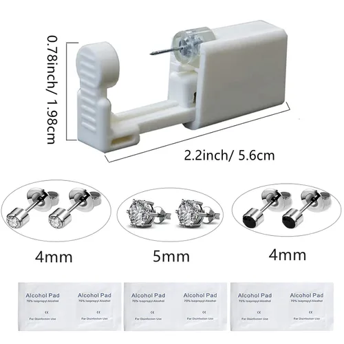 Miniatura 2 de Kit de perforación de oreja Paquete de 6 pistolas de perforación de oreja, kit desechable para piercings de oreja con aretes de seguridad, kit
