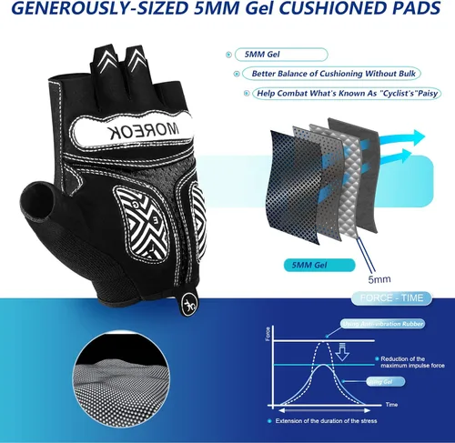 Miniatura 2 de BIKINGMOREOK Guantes de ciclismo de montaña para hombres y mujeres, medio dedo, entrenamiento, deportes, ciclismo de carretera, guantes de bicicleta