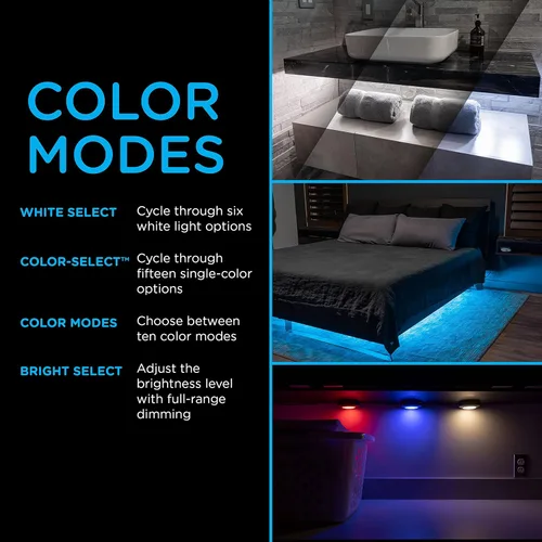 Miniatura 3 de Enbrighten Spectrum 44092 - Discos LED, 9 discos, multicolor o blanco, regulables, luces debajo del gabinete, luces de disco, control remoto