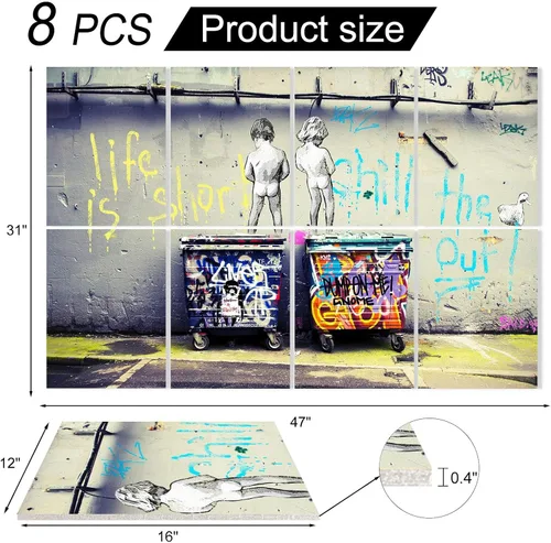 Miniatura 6 de HLJ ART Paneles de pared insonorizados: Paneles acústicos artísticos con relleno absorbente a prueba de sonido, paquete de 8, 12x16 pulgadas, Banksy