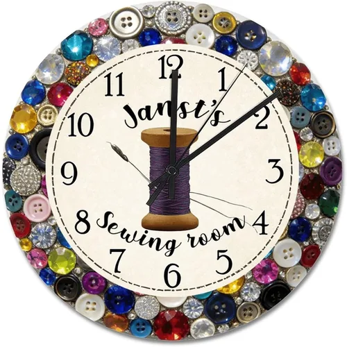 Miniatura 10 de Reloj de pared para tejer uno a la vez, divertido reloj de madera moderno 10 silencioso, sin tictac, de cuarzo, funciona con pilas, para sala