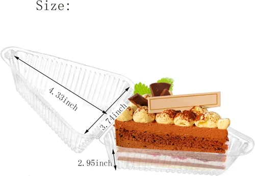 Miniatura 2 de Goiio 100 Piezas Recipientes de Plástico para Rebanadas de Pastel, Recipiente para Pastel de Queso con Tapa con Bisagras de 4.33 Pulgadas