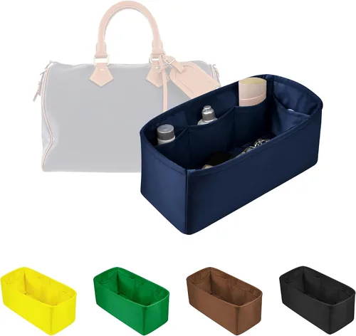 Miniatura 21 de Organizador de bolso para bolsa de lujo, tela de satén ligera y suave con bolsillos, ideal para viajes, compras y uso diario, opciones multicolor