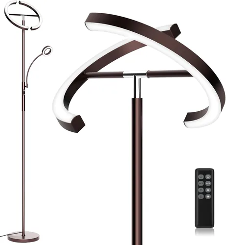 Miniatura 14 de SIBRILLE Lámpara de pie LED para sala de estar - Lámpara de pie moderna con luz de lectura, control táctil remoto, luz de pie regulable Negro