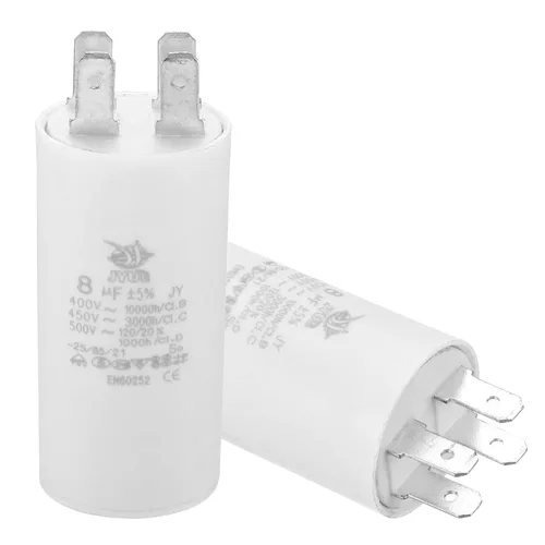 Miniatura 3 de PATIKIL CBB60 8uf Condensador de funcionamiento, AC 450V 4 pines 50/60Hz doble inserto cilindro inferior para aire acondicionado, bomba de agua