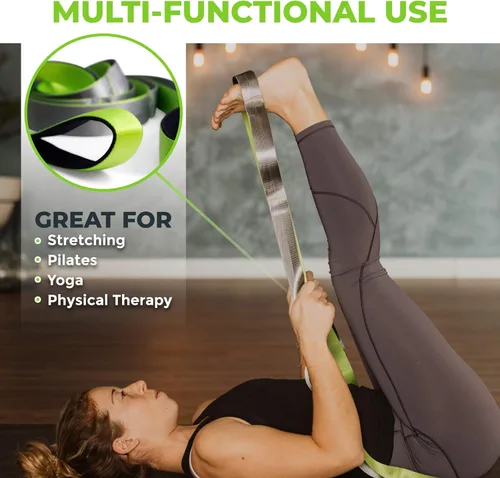 Miniatura 3 de Gradient Fitness Correa de Estiramiento para Terapia Física, Correa de Estiramiento de 12 Bucles Múltiples de 1.5 pulgadas de ancho x 8 pies