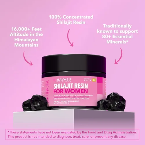 Miniatura 7 de Himalayan Shilajit para mujeres con ácido fúlvico, ácido húmico y más de 80 oligominerales – 500 mg de resina Shilajit de grado dorado de 16.000