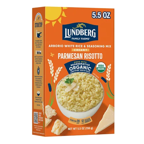 Lundberg Arroz Cremoso con Queso Parmesano Risotto - Mezcla de Arroz Arborio Certificado Orgánico Regenerativo y Condimento, Sin Gluten, Caja de 5.5