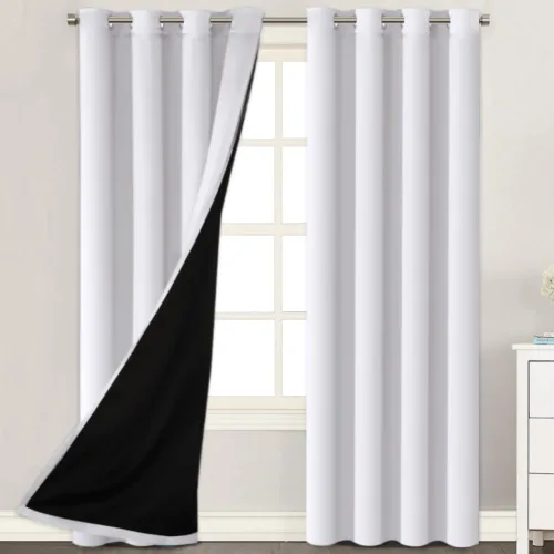 Miniatura 25 de H.VERSAILTEX Paneles de cortina 100% opacas de 45 pulgadas de largo, con aislamiento térmico, cortinas opacas con forro para dormitorio, dos capas