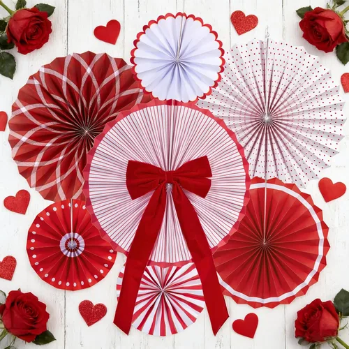 Decoración de abanico de papel de Navidad, decoraciones de sombrero de Papá Noel, divertidos abanicos de papel colgantes rojos con estrellas doradas