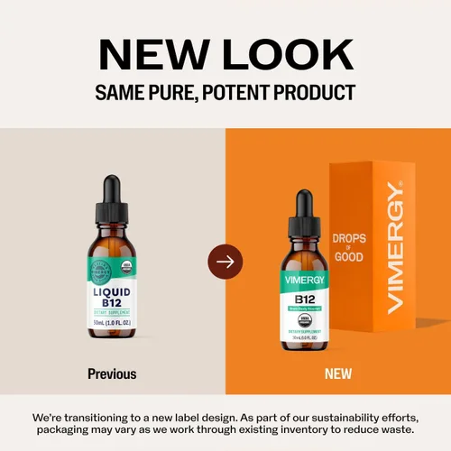 Miniatura 6 de Vimergy Suplemento orgánico de vitamina B12 líquida USDA de 2500 mcg, metilcobalamina y adenosilcobalamina, apoyo energético, veganas, vitaminas B12