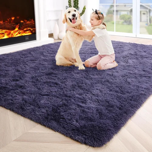 Miniatura 91 de Noahas - Alfombra suave y afelpada para habitación de niña y sala de estar, colorida, decoración para guardería, teñido anudado arcoíris, azul