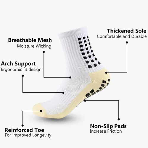 Miniatura 2 de Calcetines de fútbol para hombre, antideslizantes, atléticos, con agarre antideslizante, calcetines de baloncesto con almohadillas de agarre