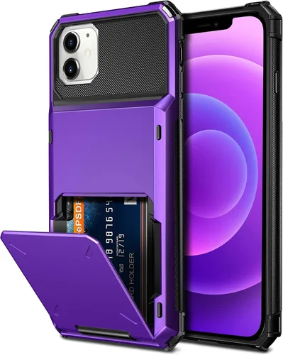 Miniatura 12 de Vofolen Funda compatible con iPhone 12, cartera 5G, 4 ranuras para tarjetas, tarjetero con bolsillo oculto, doble capa, cubierta trasera protectora