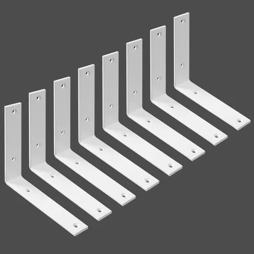 Miniatura 7 de Soportes para estantes de pared de 10 pulgadas, 8 soportes resistentes para estantes, soportes industriales rústicos de metal blanco para estantes