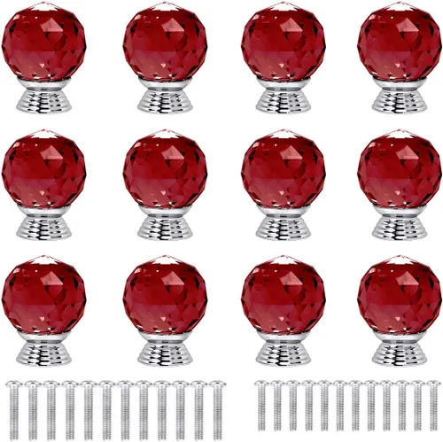 Miniatura 11 de 12 pomos de cristal de forma redonda de 1.18 pulgadas con tornillos, perilla de cajón para tirar, utilizada para cocina, tocador, puerta, armario