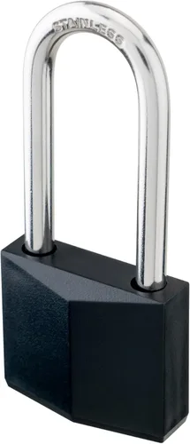 Miniatura 2 de Paquete de 12 cerraduras con llave igual, candado de latón cubierto negro con grillete largo de acero inoxidable, cuerpo de bloqueo de 1-9/16