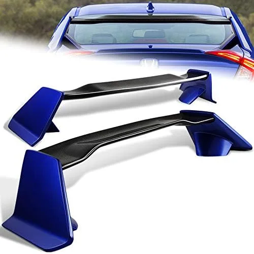 EPARTS - 1 pieza de fibra de carbono para alerón trasero, alerón extendido, pintado azul, compatible con Honda Civic 4 puertas Sedan 2016-2021