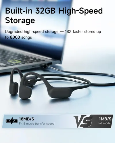 Miniatura 6 de Auriculares de natación, auriculares de conducción ósea, reproductor de MP3 integrado con memoria de 32 GB, tiempo de reproducción de 10 horas