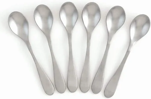 Miniatura 2 de Knork Cuchara Demitasse de acero inoxidable (juego de 6), plata brillante brillante, pequeñas cucharas especiales para café
