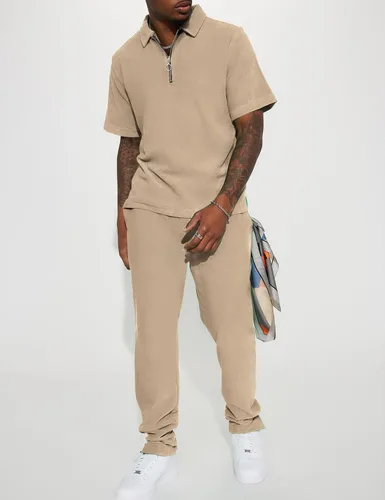 Miniatura 2 de Chándal deportivo para hombre, 2 piezas, camisa polo y pantalones deportivos con cremallera de cuatro, sudadera de color liso, pantalones deportivos