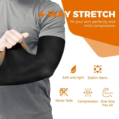Miniatura 11 de AURUZA 5 pares de mangas de brazo para hombres y mujeres, protección solar UV, compresión tatuaje, cubierta para baloncesto, voleibol