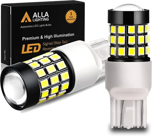 Alla Lighting Recién actualizado T20 7440 7443 LED Focos de respaldo, reversa, señal, luz de freno o DRL, 6000K blanco Xenón, súper brillantes