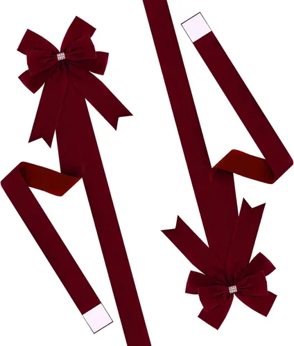 Miniatura 8 de Meseey 6 lazos grandes de terciopelo para armarios, lazos para puerta de armarios para Acción de Gracias, otoño, Halloween, Navidad, fiesta (negro)